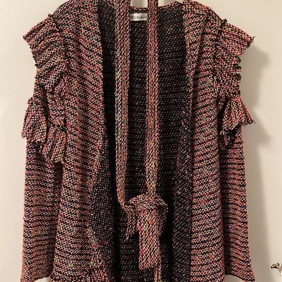 Weannabe colorful cardigan sweater with tie - Picture 3 of 6